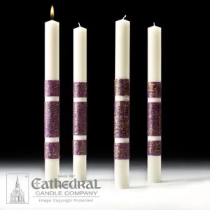 1-1/2" X 17" Artisan Wax Advent Candle Set (4 Purple)