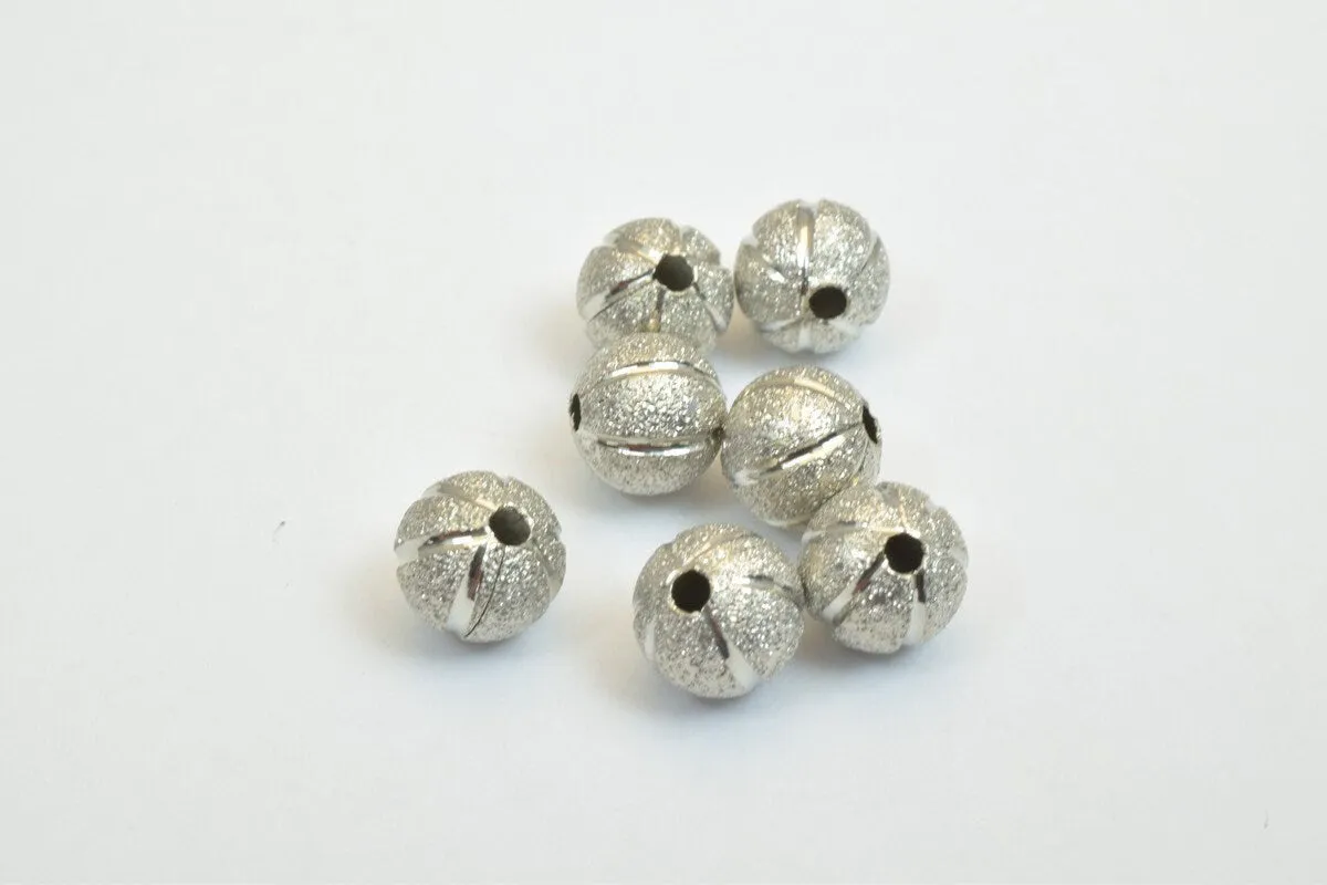 100 PCs Steel Plated Watermelon Carved Round Beads 8mm/10mm Diamond Cut