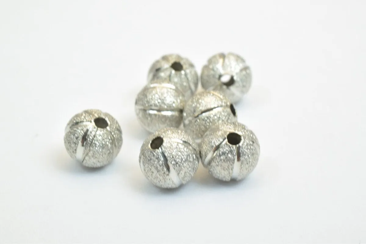 100 PCs Steel Plated Watermelon Carved Round Beads 8mm/10mm Diamond Cut