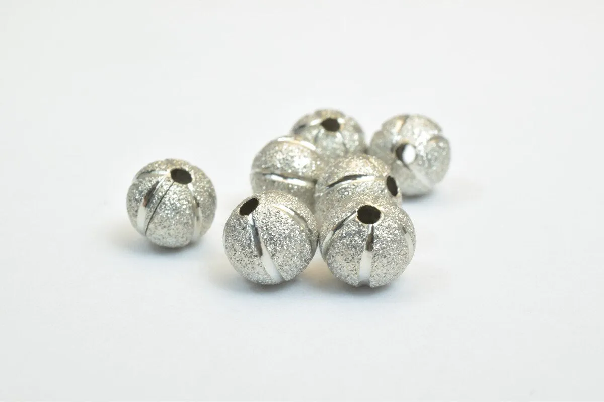 100 PCs Steel Plated Watermelon Carved Round Beads 8mm/10mm Diamond Cut