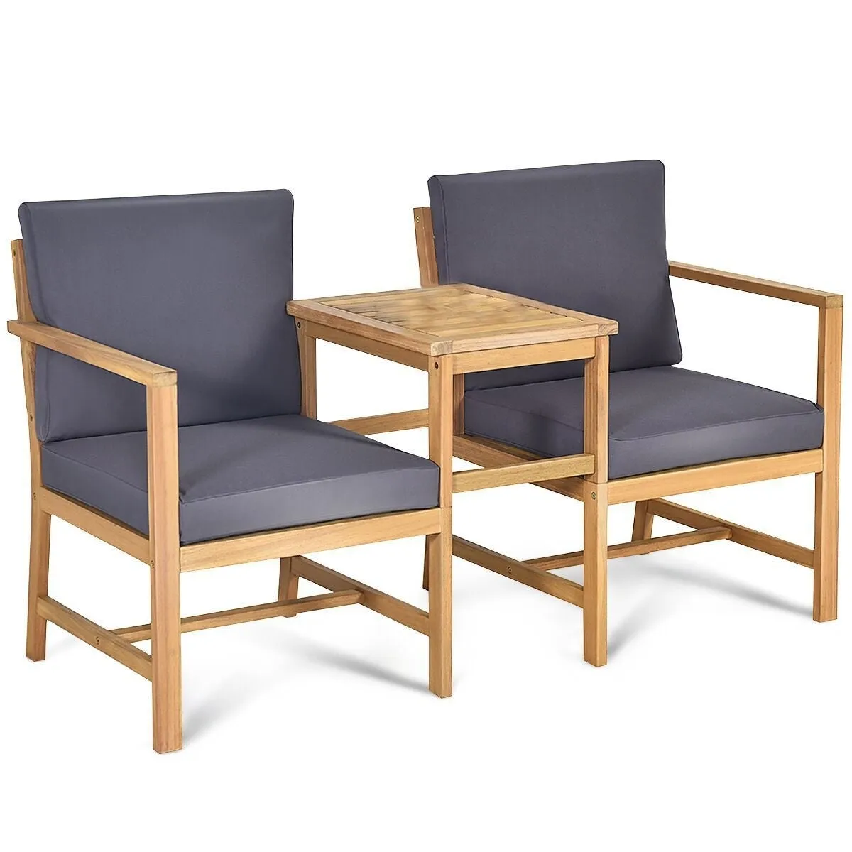 3 in 1 Acacia Wood Patio Furniture Set - Natural Teak