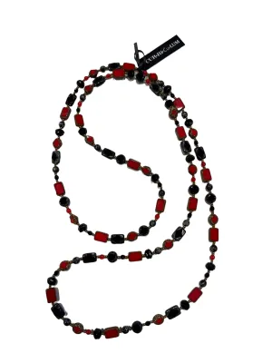 44" Mixed Red Necklace--Czech Glass Beads