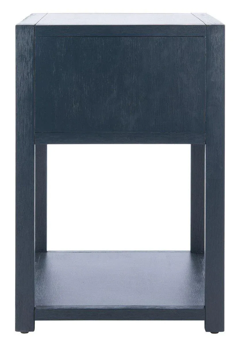 Acacia Wood One Drawer Contemporary Nightstand in Navy