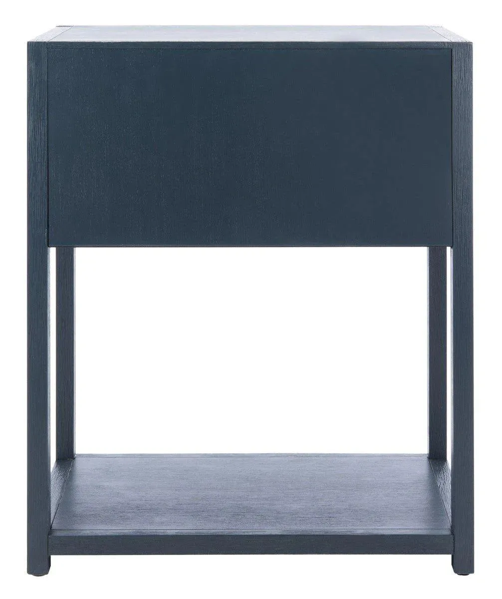 Acacia Wood One Drawer Contemporary Nightstand in Navy