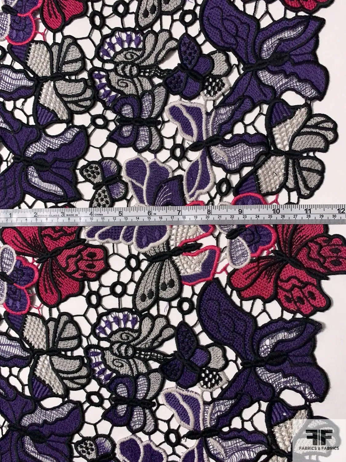 Anna Sui Butterfly Guipure Lace - Dark Purple / Berry Pink / Black / Natural