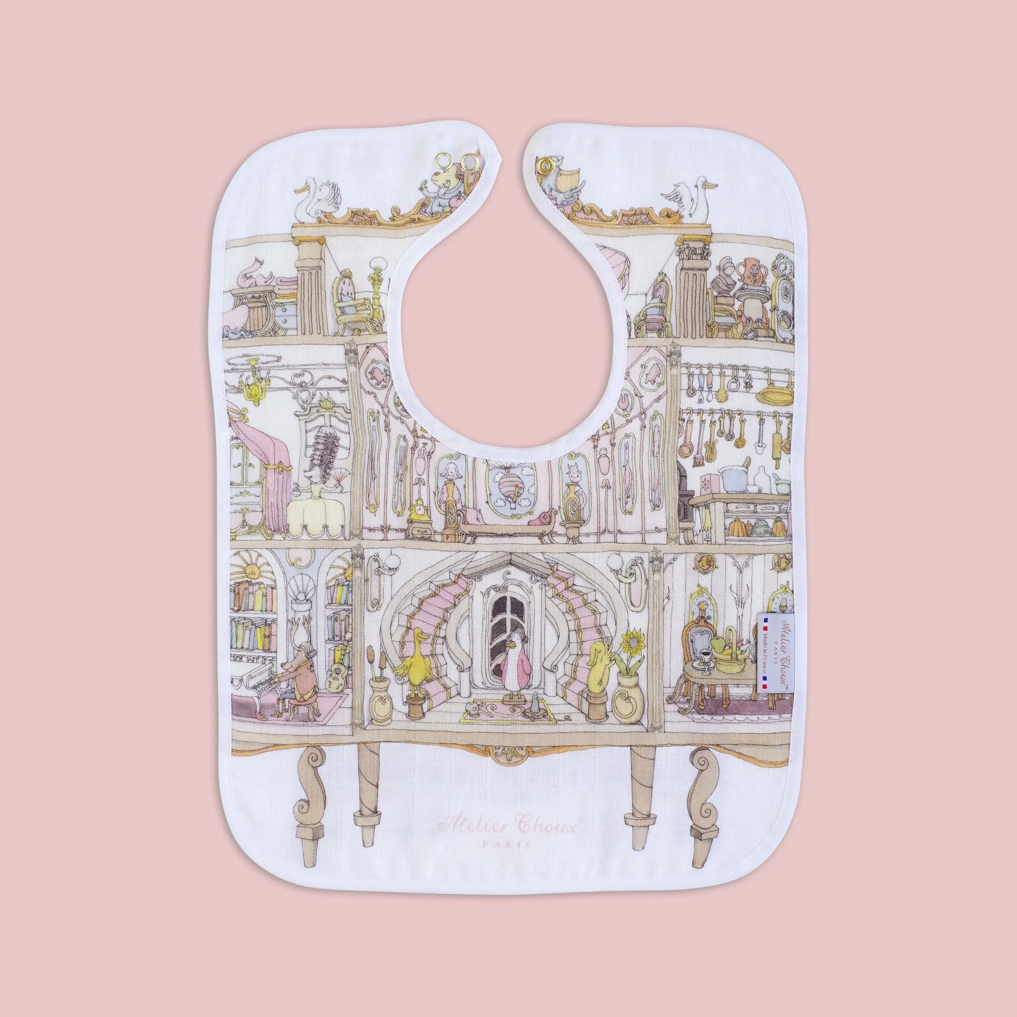 Atelier Choux Large Bib Dollhouse Gold Snaps