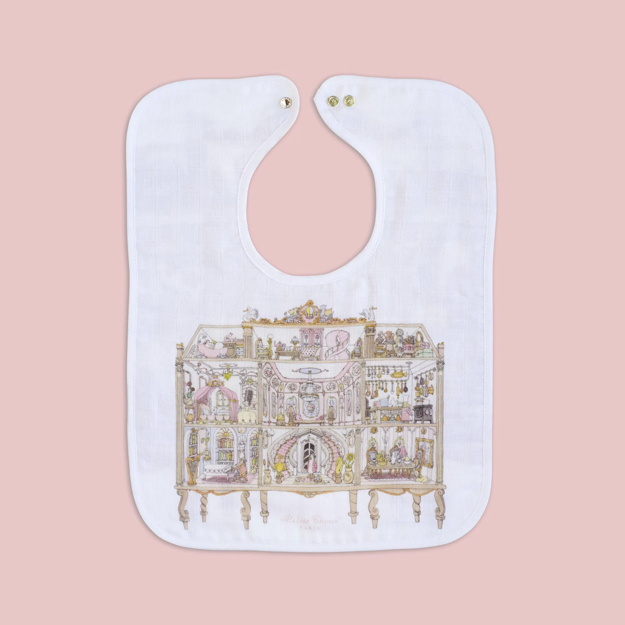 Atelier Choux Large Bib Dollhouse Gold Snaps