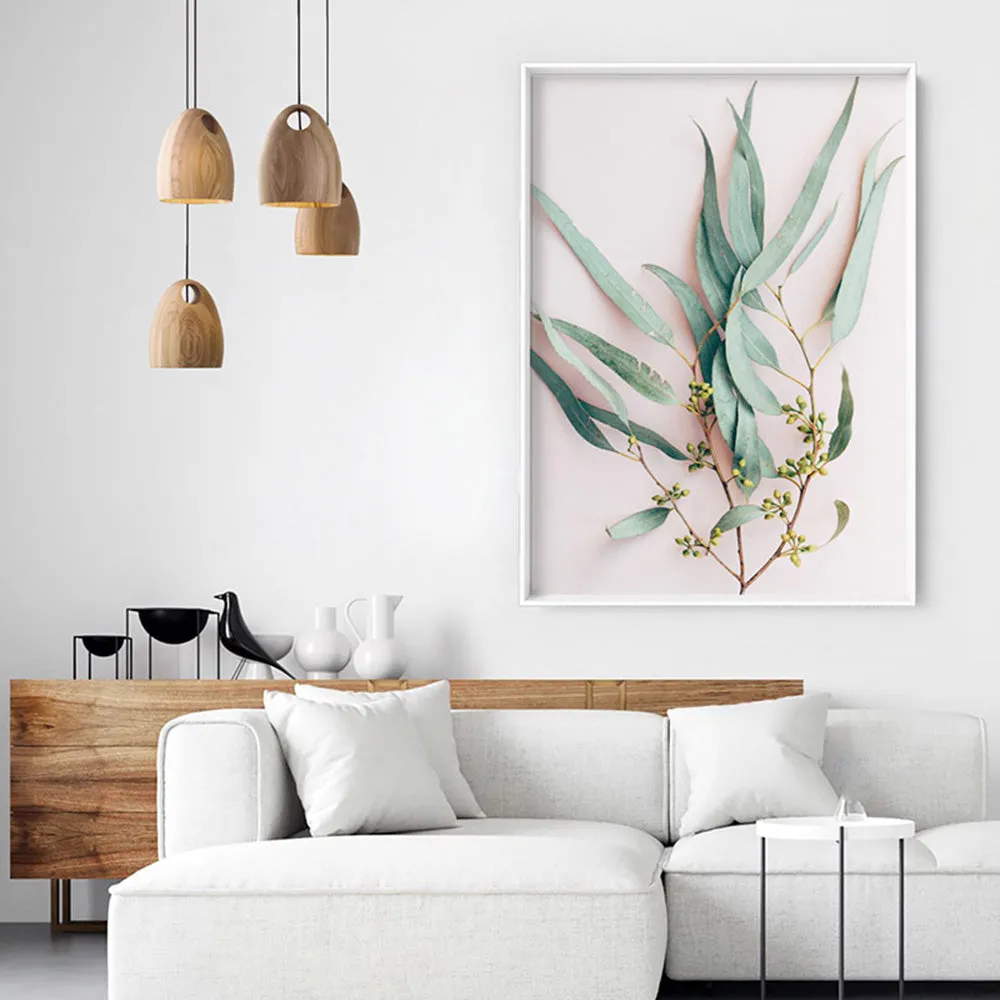 Australian Gumtree Leaves on Pink - Art Print