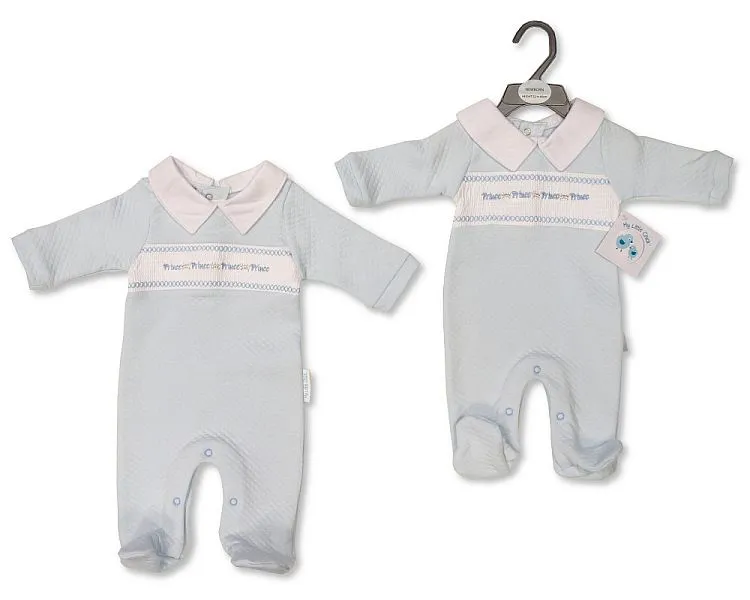 Baby Boys All in One with Smocking - Prince (NB-6M) (PK6) BIS-2020-2493s