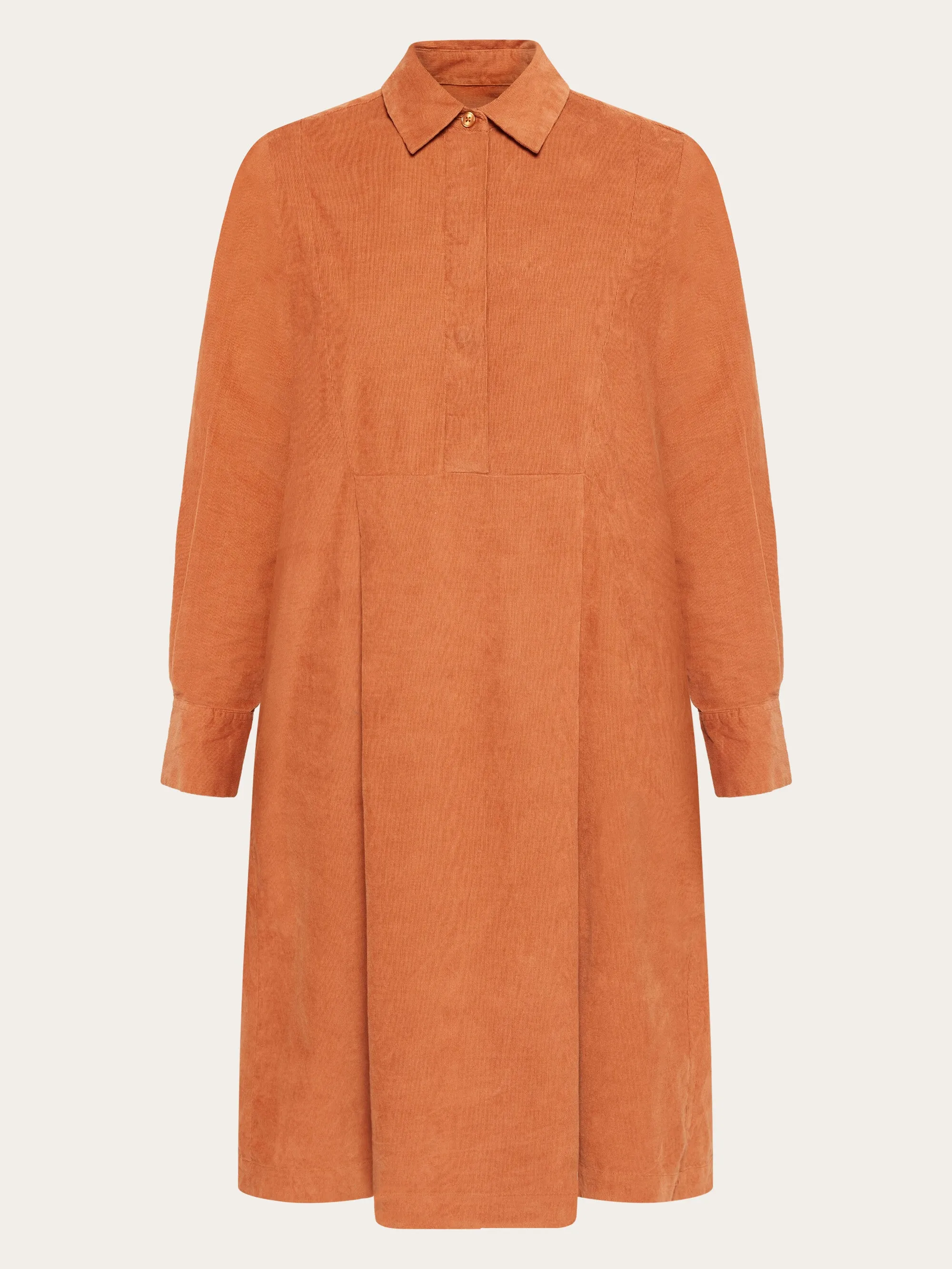 Baby corduroy mid length shirt dress - GOTS/Vegan - Mocha Bisque