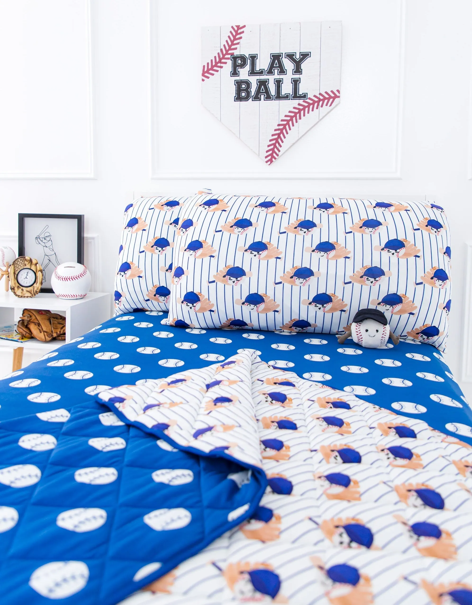 Baseball Twin Sheet- Blue