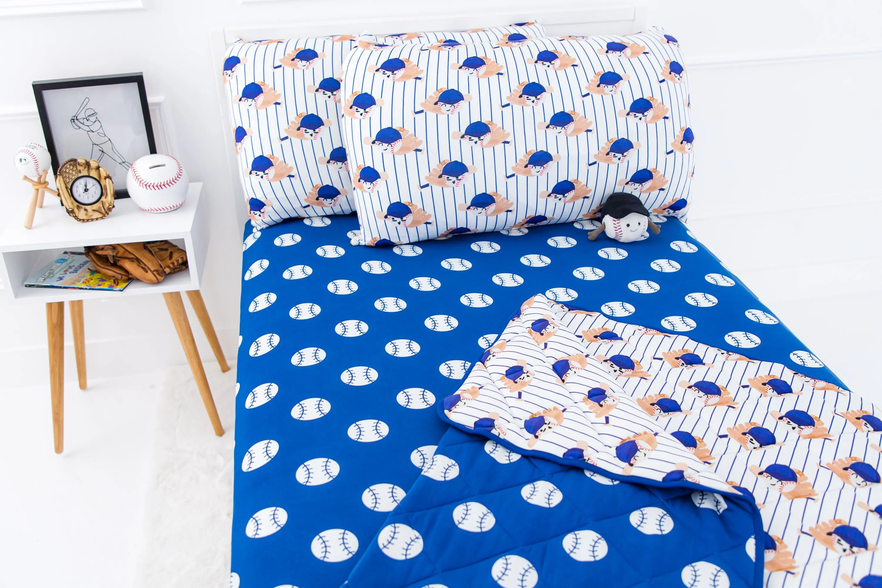 Baseball Twin Sheet- Blue