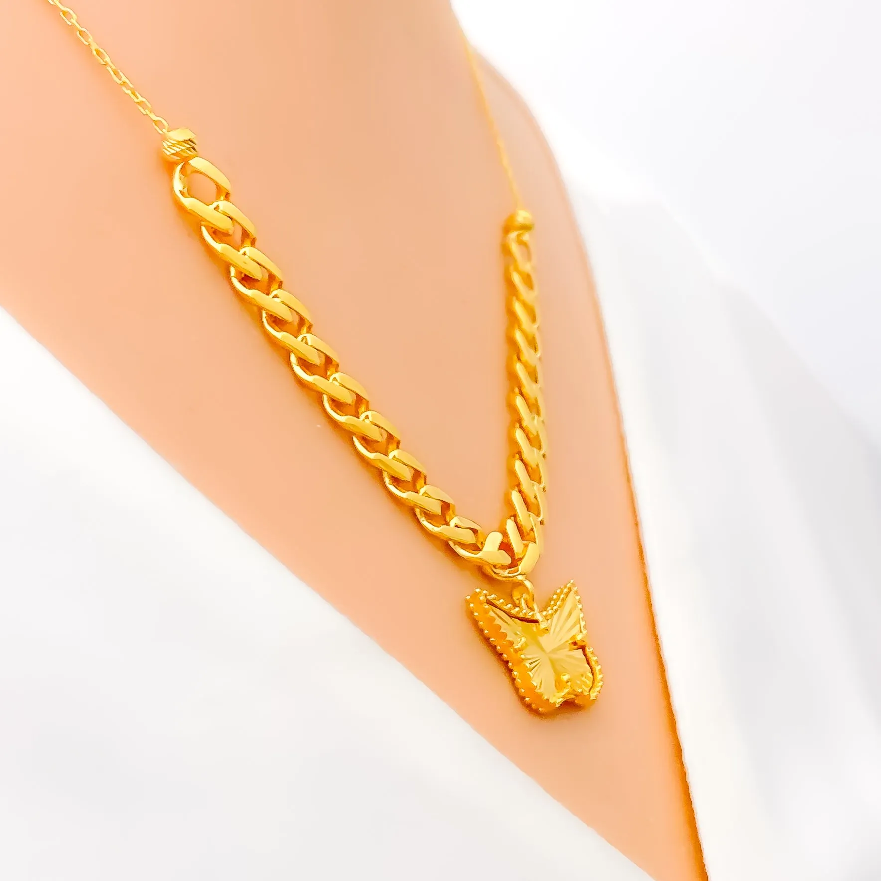 Beautiful Butterfly 21K Gold Necklace Set