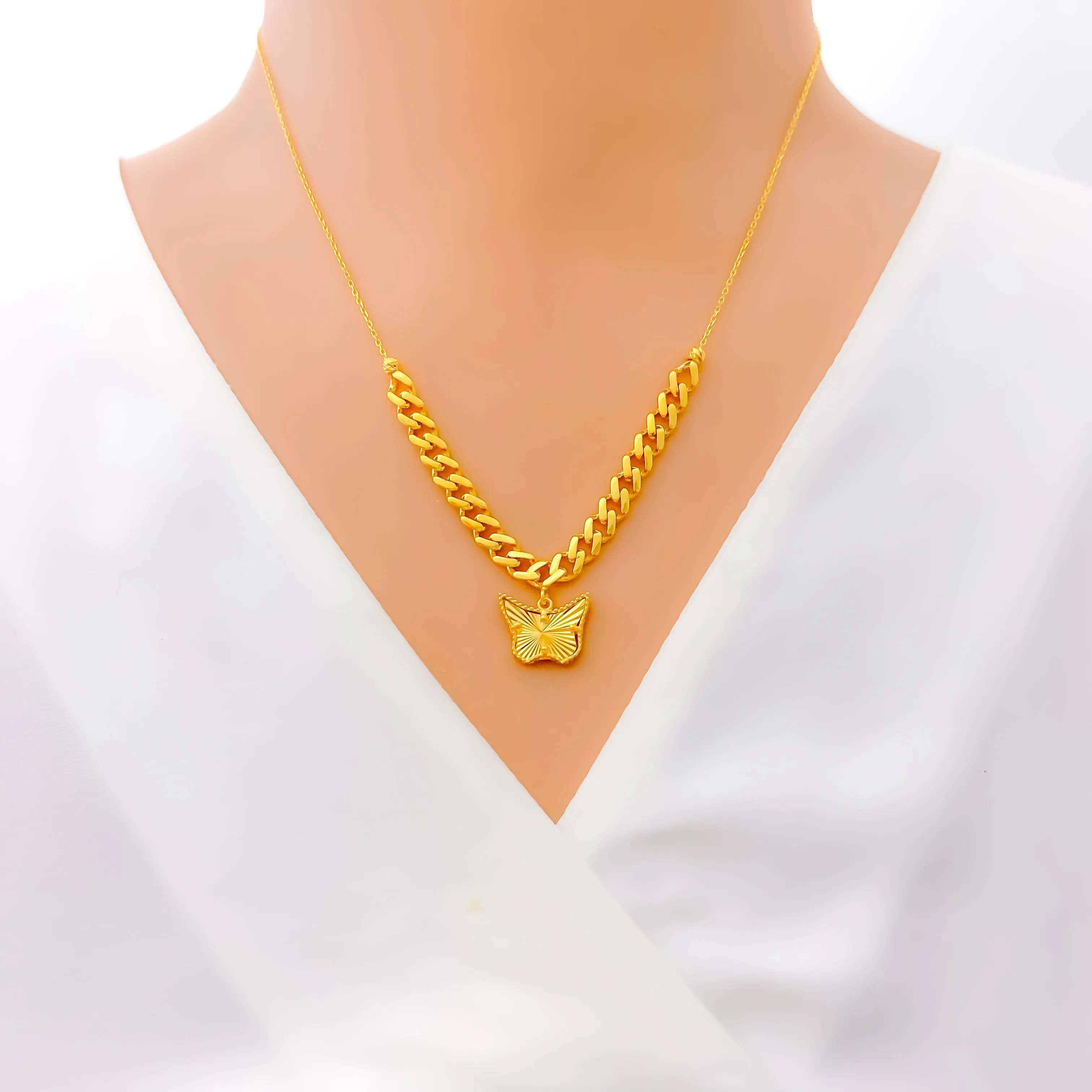 Beautiful Butterfly 21K Gold Necklace Set