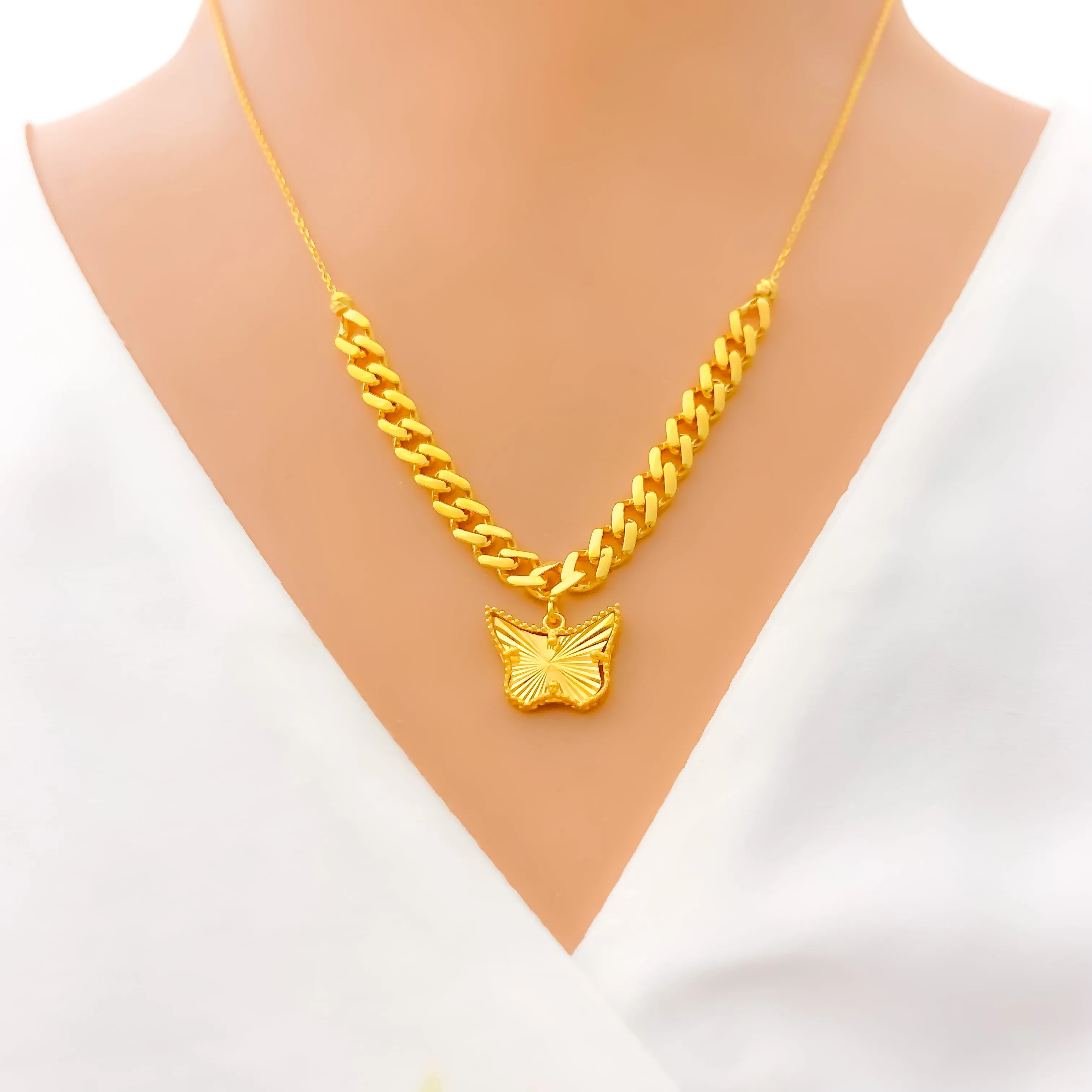 Beautiful Butterfly 21K Gold Necklace Set