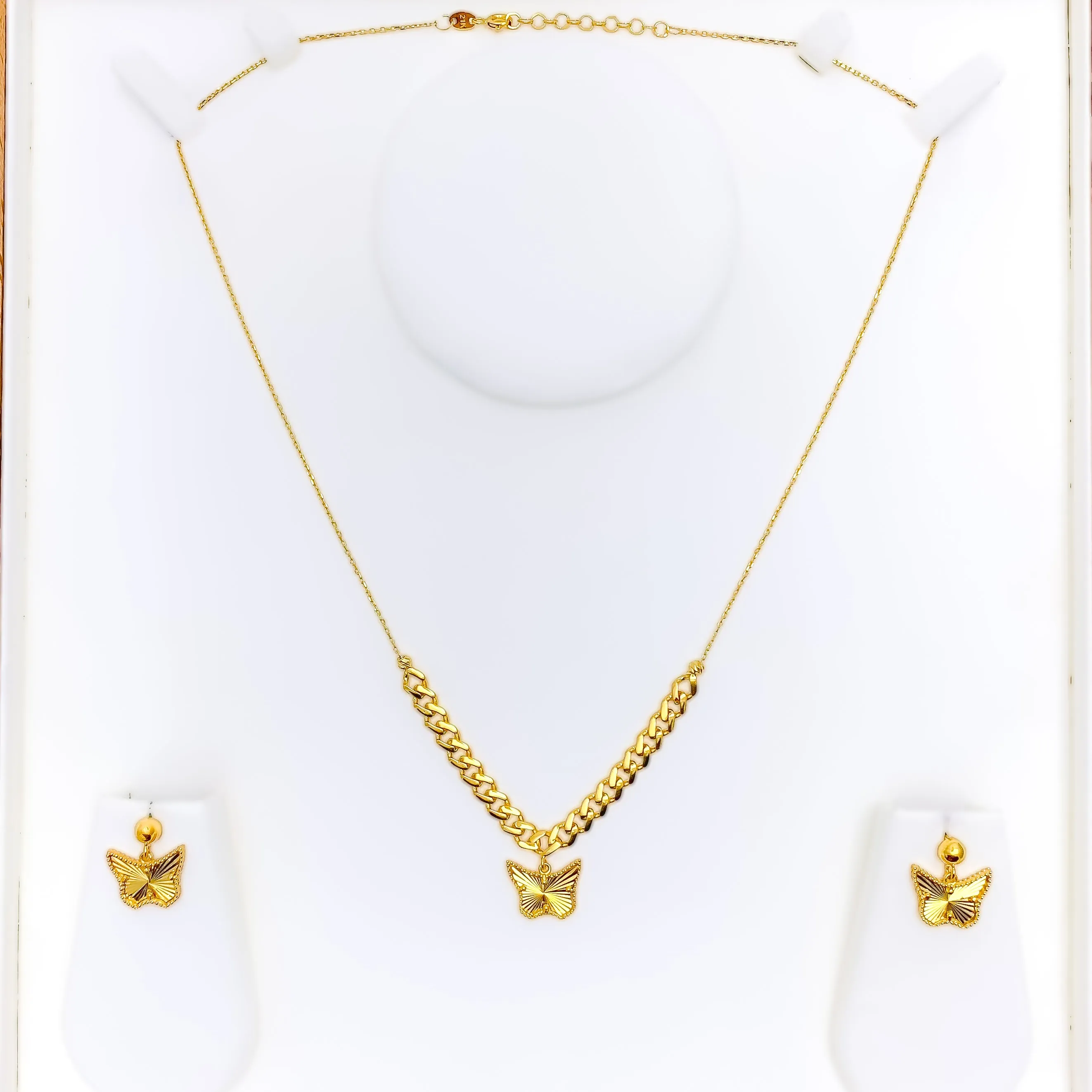 Beautiful Butterfly 21K Gold Necklace Set