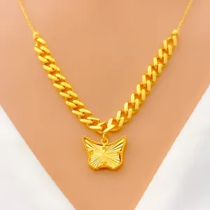 Beautiful Butterfly 21K Gold Necklace Set