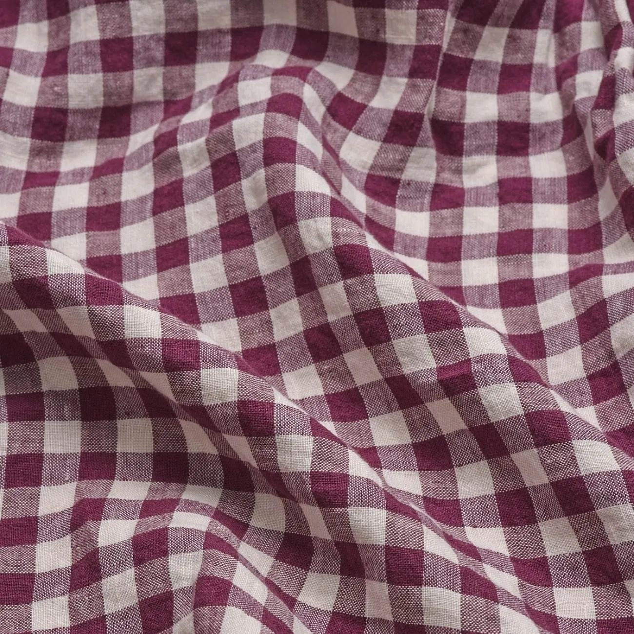 Berry Gingham 100% Linen Flat Sheet