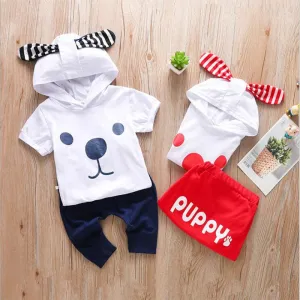 Boys And Girls Puppy Hooded 2 Pcs set