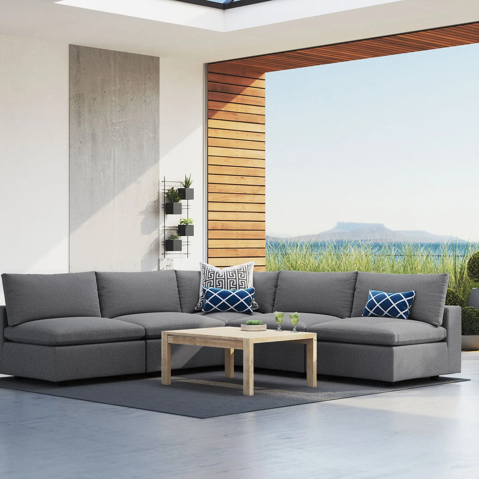 Commix 5-Piece Sunbrella® Outdoor Patio Sectional Sofa by Modway