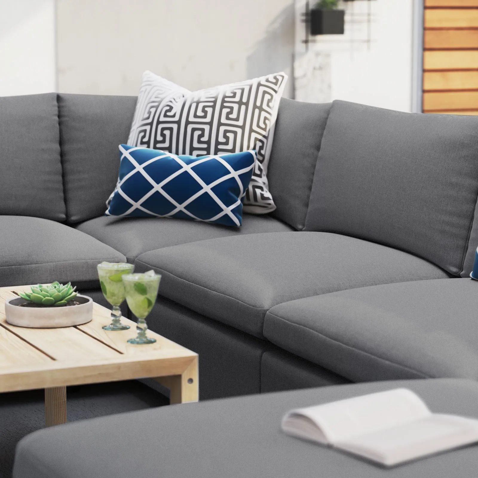 Commix 7-Piece Sunbrella® Outdoor Patio Sectional Sofa by Modway