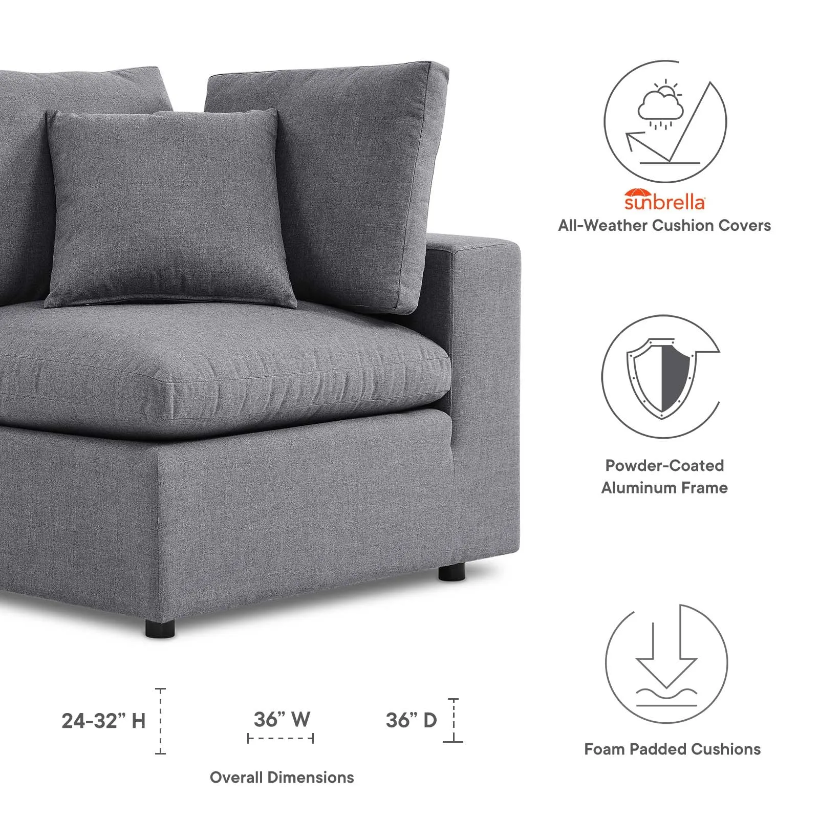 Commix Sunbrella® Outdoor Patio Corner Chair by Modway