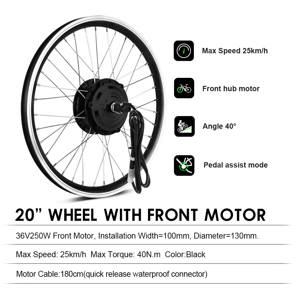 E-Bike Conversion Kit  36V 250W 20" Front Motor Hub Motor Kit DIY E-Bike LCD Display