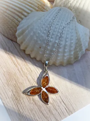 Flying Amber Butterfly Necklace