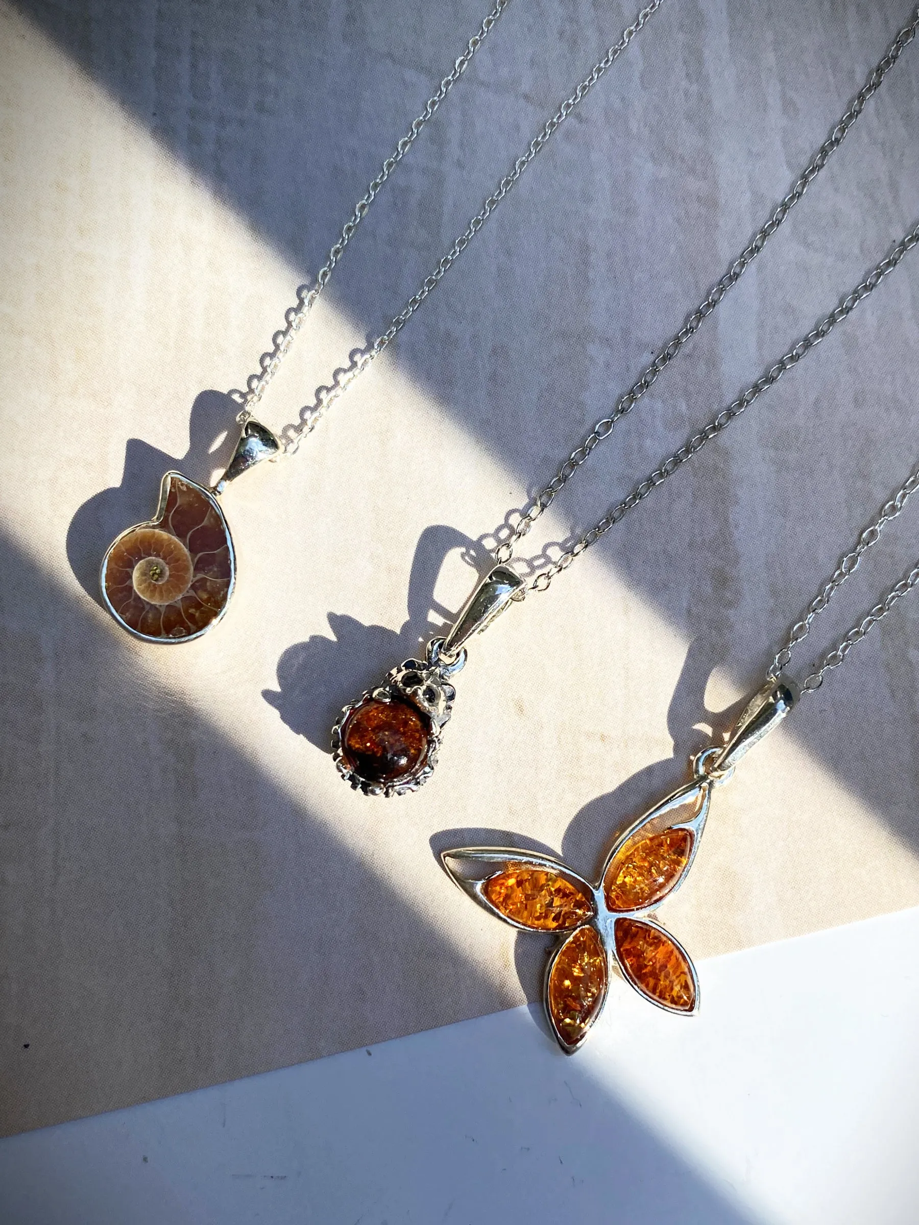 Flying Amber Butterfly Necklace