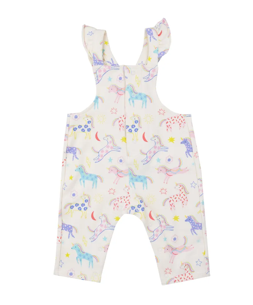 Front Placket Ruffle Overall Fun Unicorns