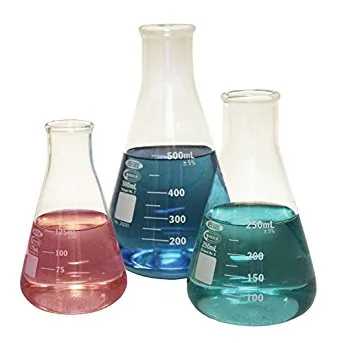 Glass Flasks, Erlenmeyer,  (Various Sizes)