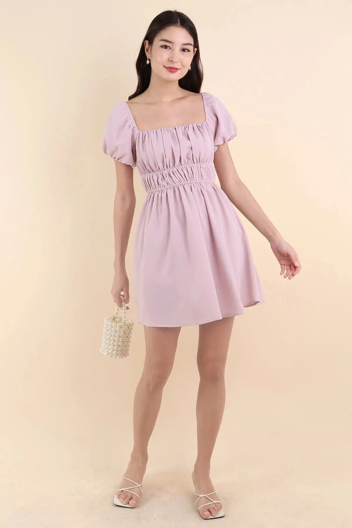 HAILEY SLEEVE ROMPER DRESS IN LILAC