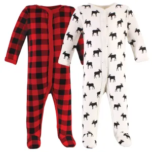 Hudson Baby Cotton Sleep and Play, Plaid Moose