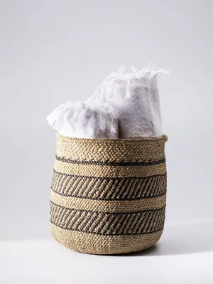 Large Iringa Stripe Basket in Natural & Black