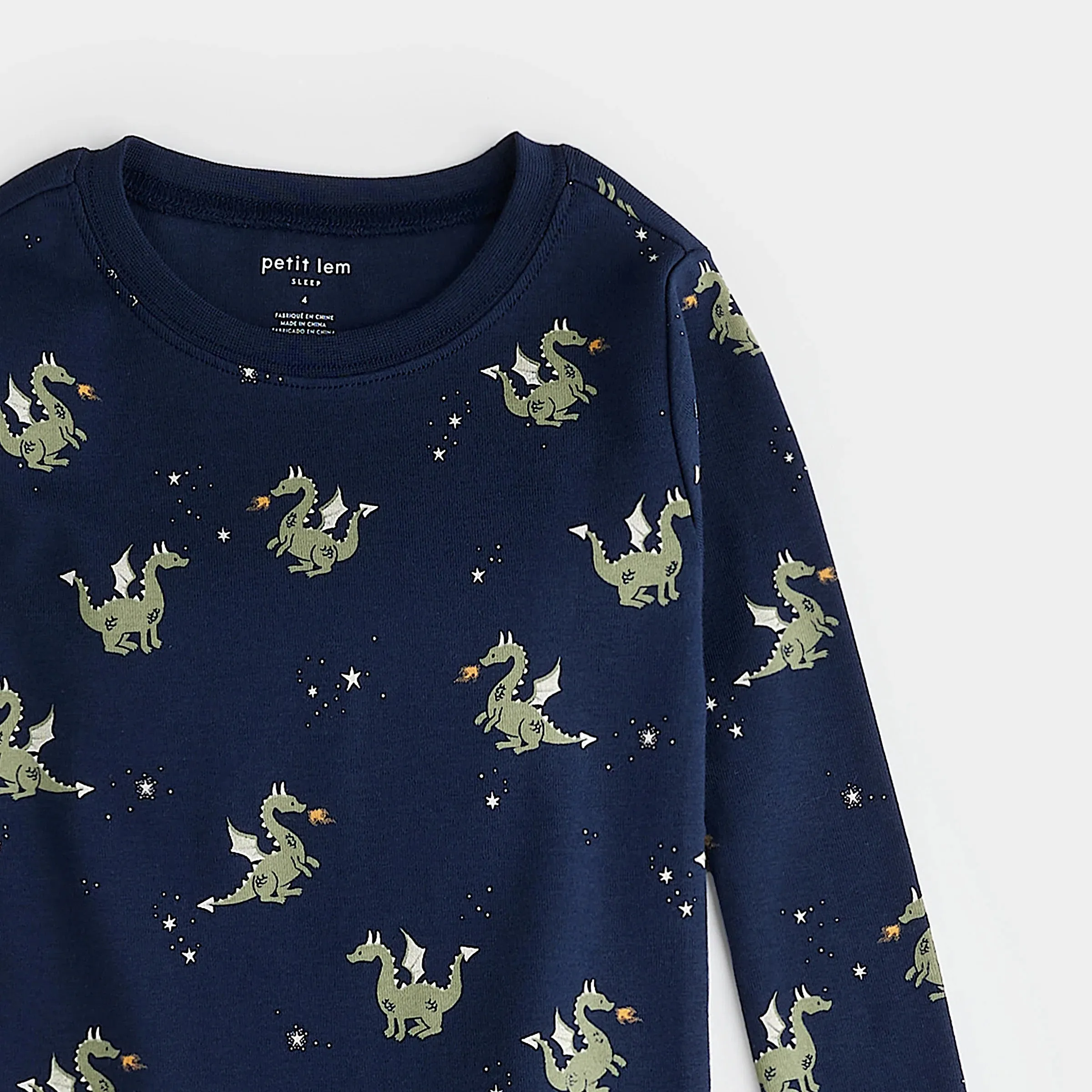 L/S Pajama, Fire Breathing Dragon on Navy