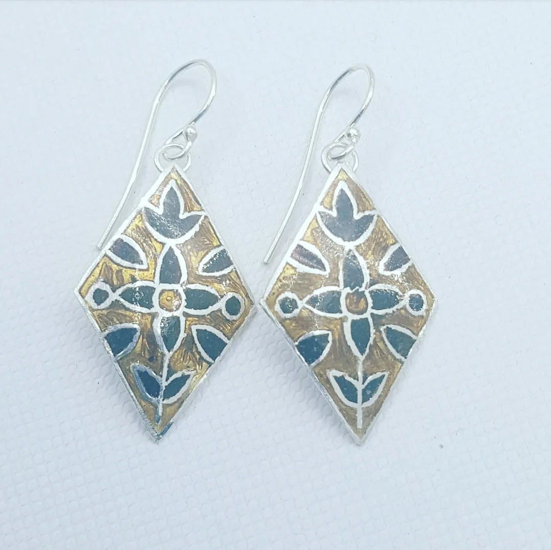 Meenakari enamel drop earrings