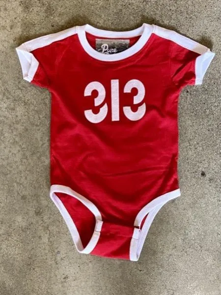 Modern 313 Sport Onesie / White   Red / Baby