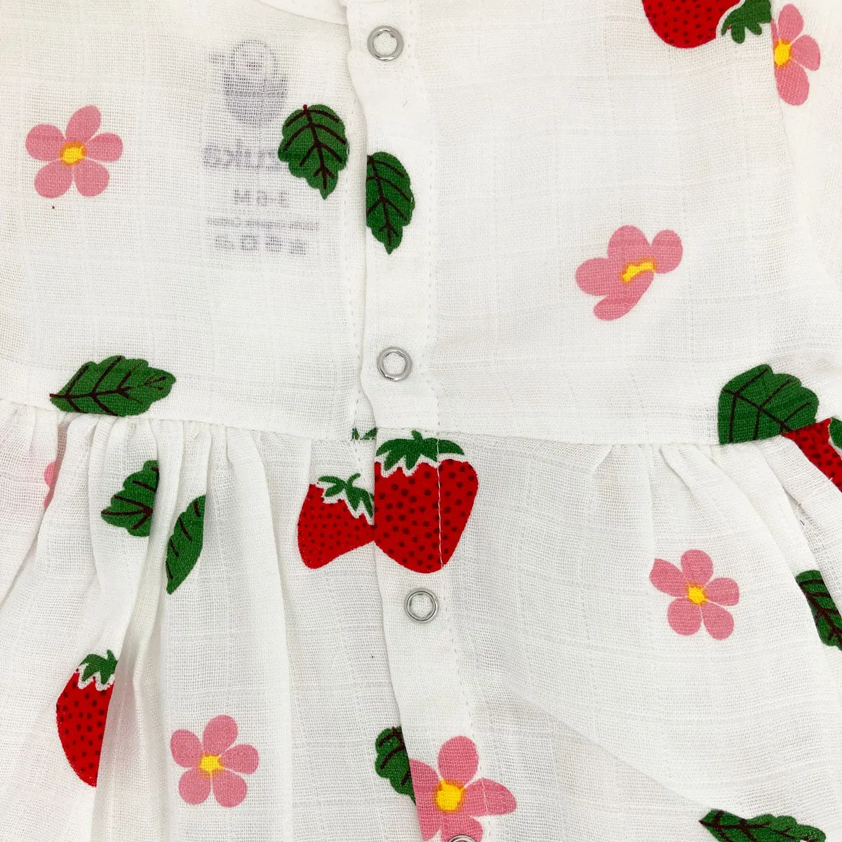 Muslin Kimora Frock for Baby Girl -100% Organic Cotton -Strawberry