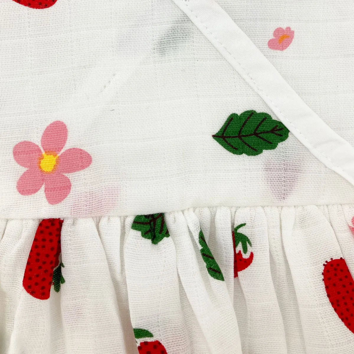 Muslin Kimora Frock for Baby Girl -100% Organic Cotton -Strawberry