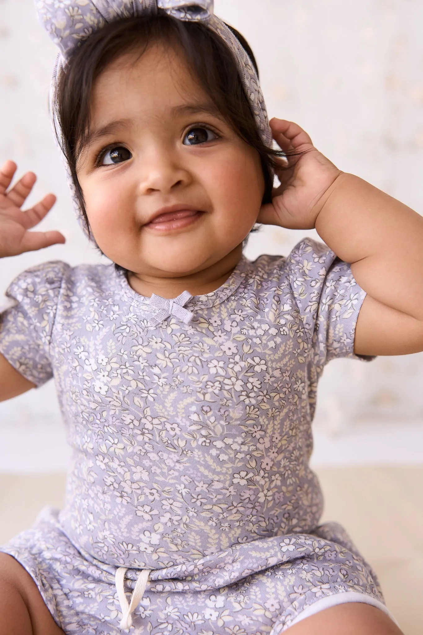 Organic Cotton Cap Sleeve Bodysuit - April Lilac