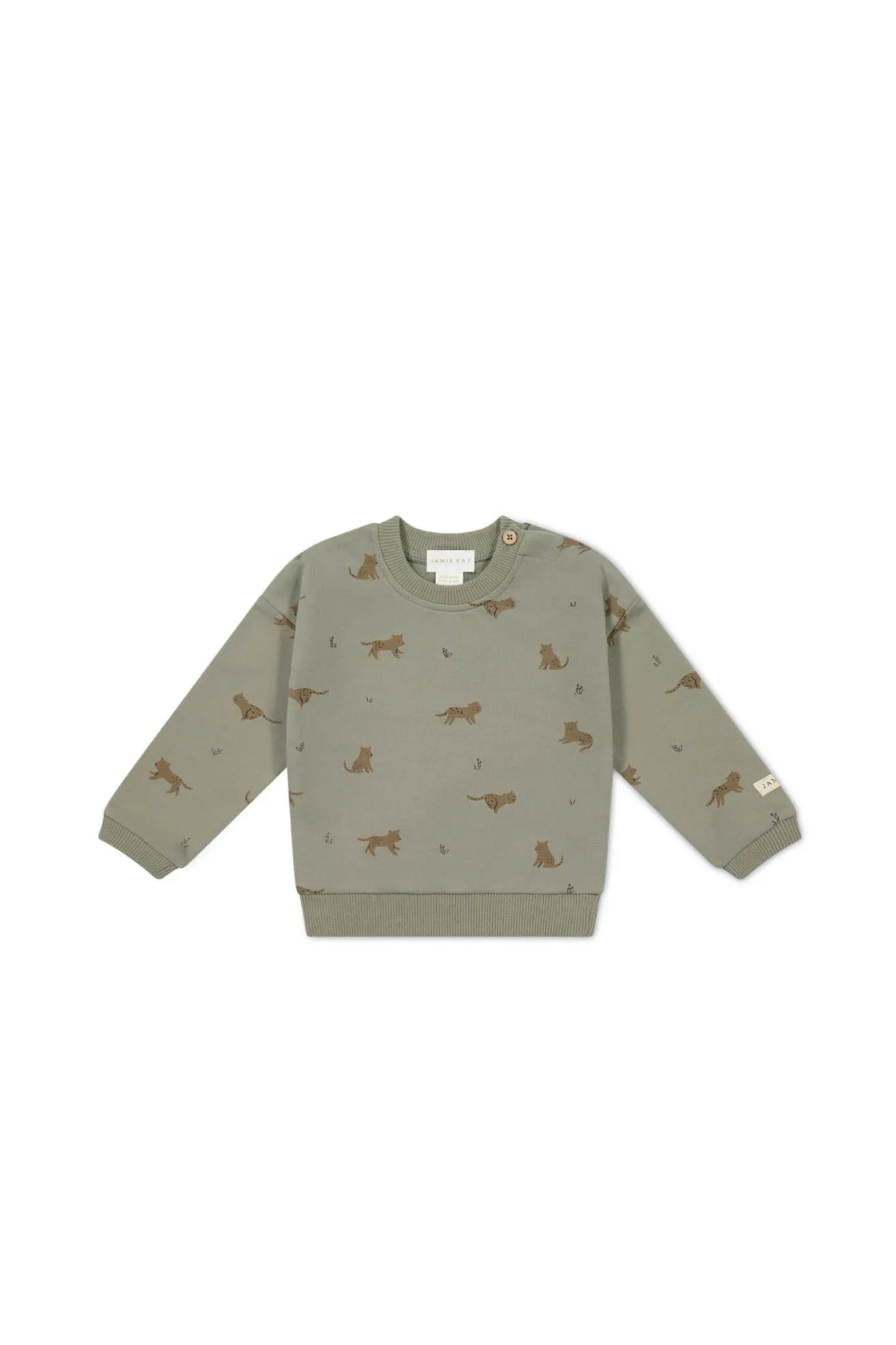 Organic Cotton Damien Sweatshirt - Lenny Leopard Sage