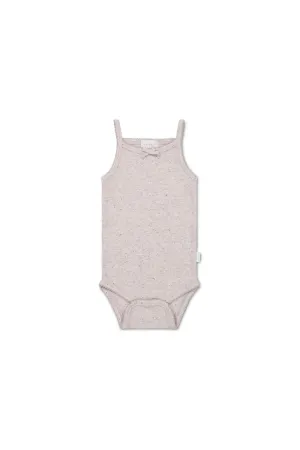 Organic Cotton Fine Rib Singlet Bodysuit - Lavender Fleck