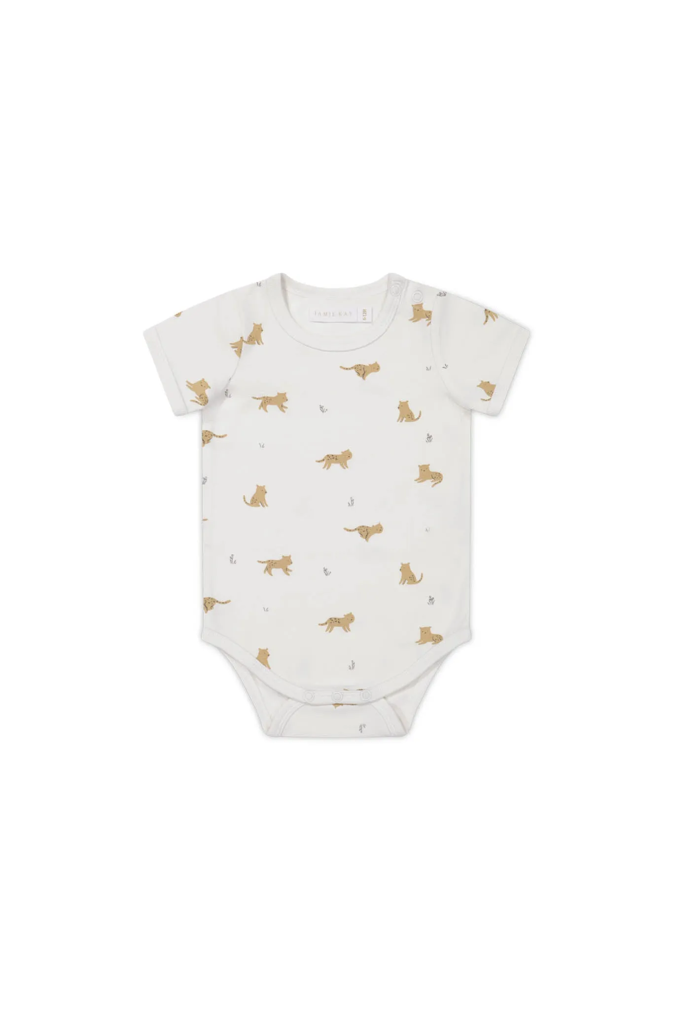 Organic Cotton Hudson Short Sleeve Bodysuit - Lenny Leopard Cloud