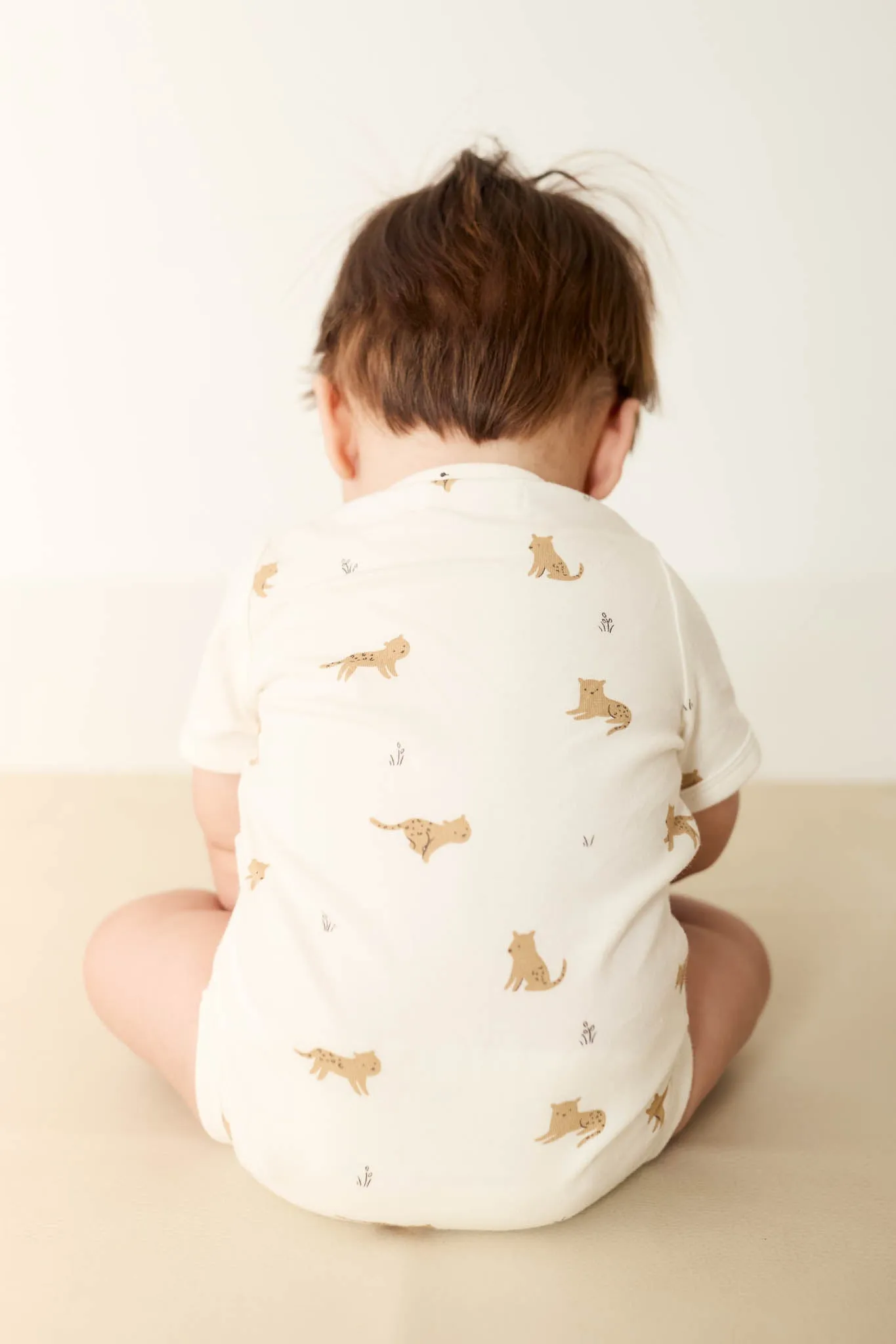 Organic Cotton Hudson Short Sleeve Bodysuit - Lenny Leopard Cloud