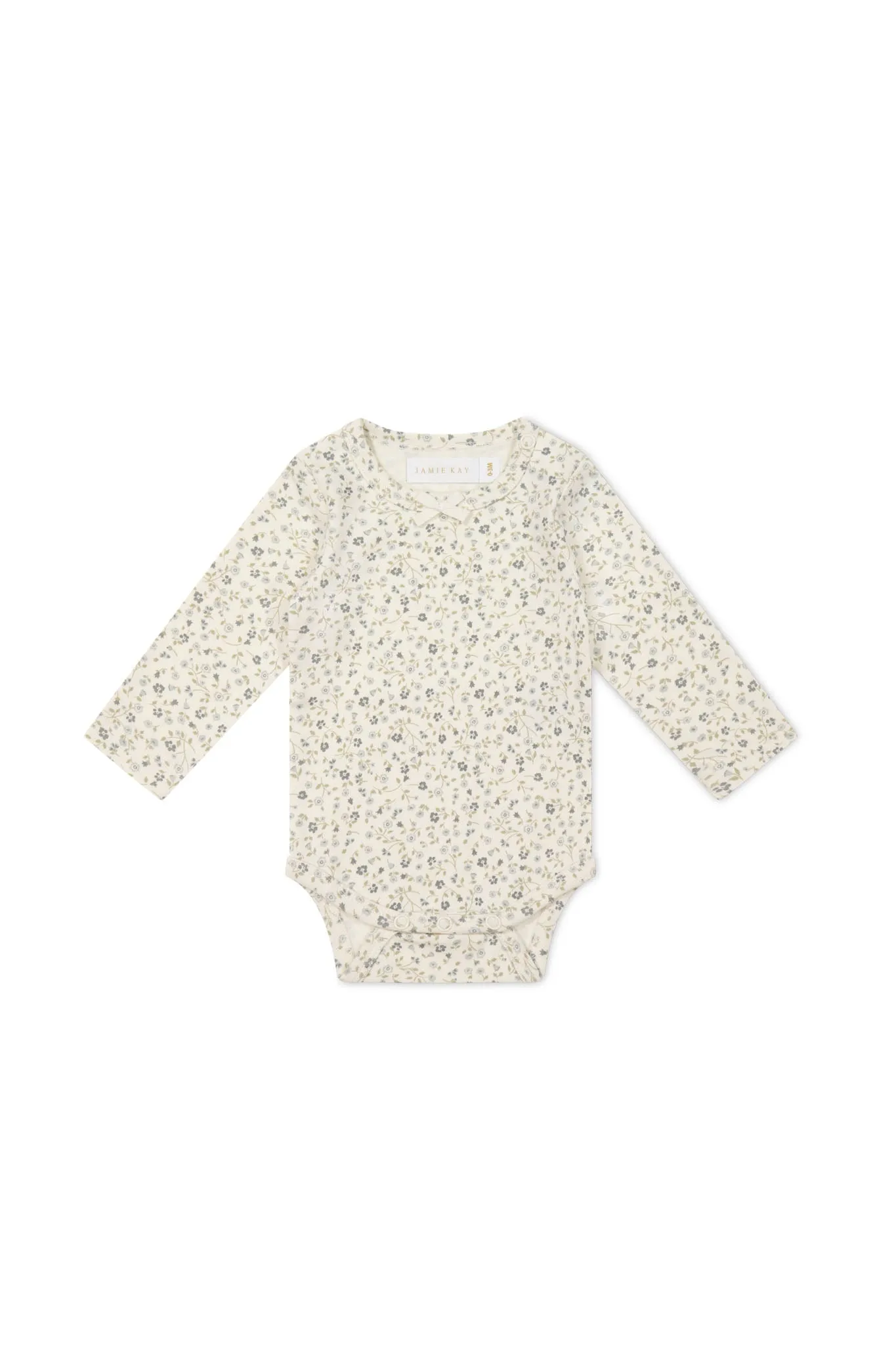 Organic Cotton Long Sleeve Bodysuit - Dainty Egret Blues