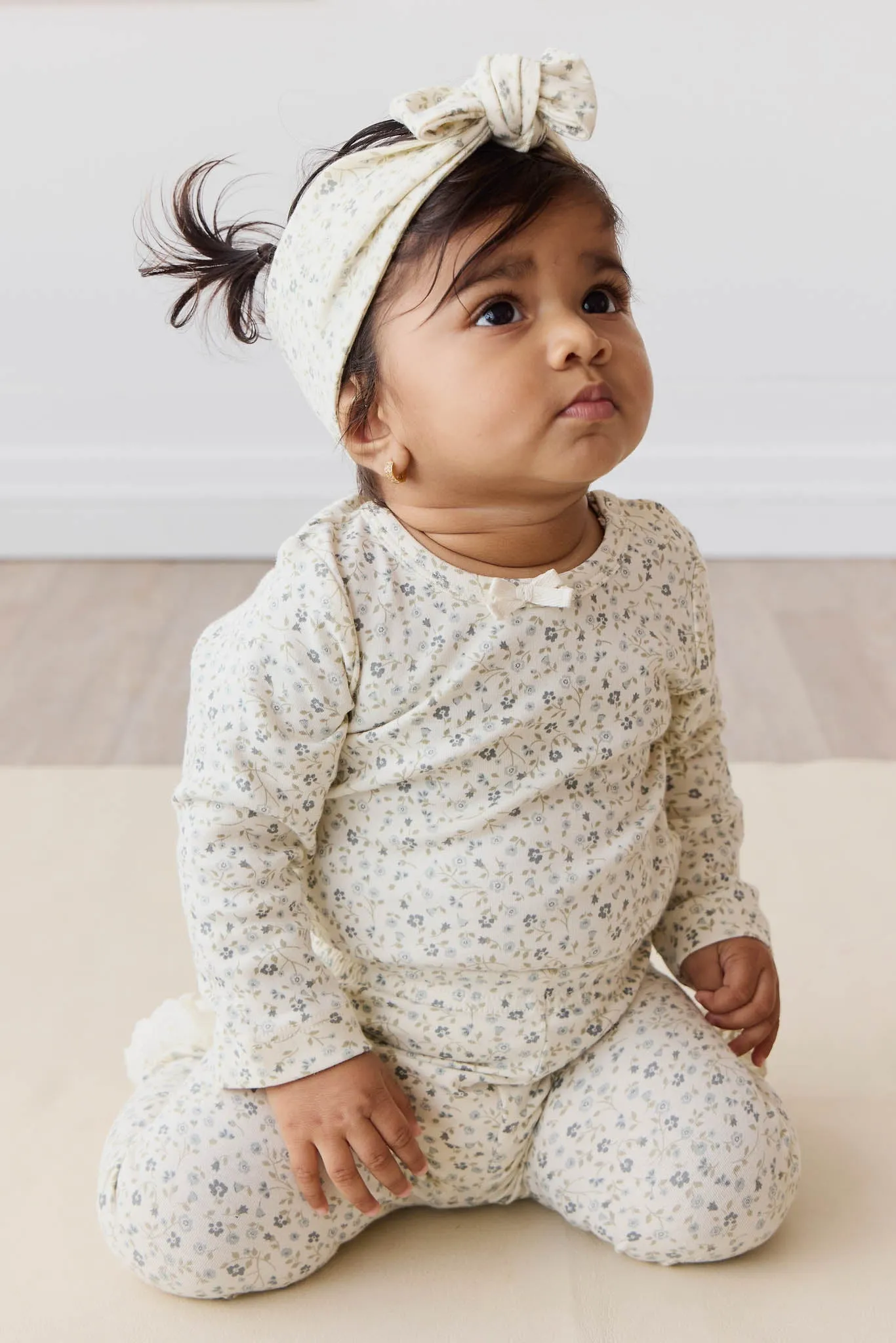 Organic Cotton Long Sleeve Bodysuit - Dainty Egret Blues