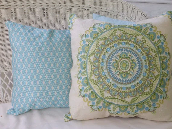 Pillow Cover, Decorative throw pillow cover, Bright Aqua