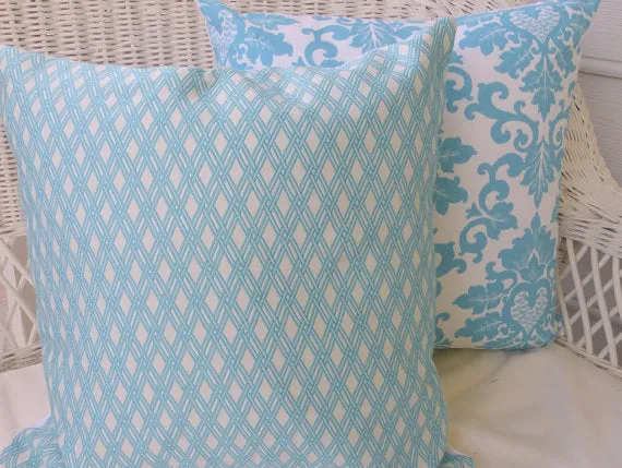 Pillow Cover, Decorative throw pillow cover, Bright Aqua