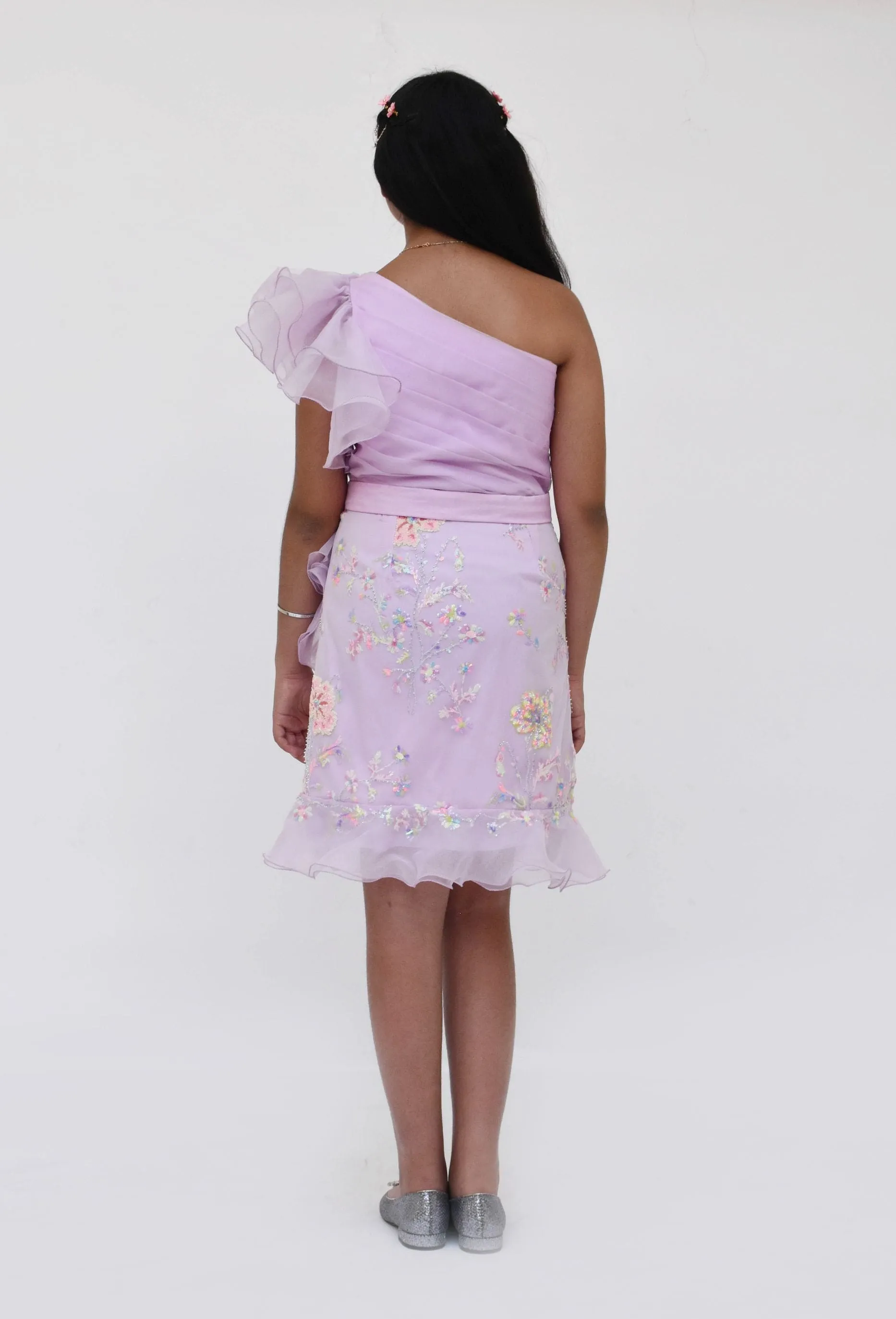 Pre Order: Lilac Embroidery and Organza Dress