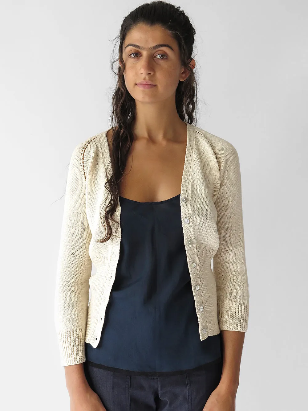 Raglan Cotton Cardigan in Natural